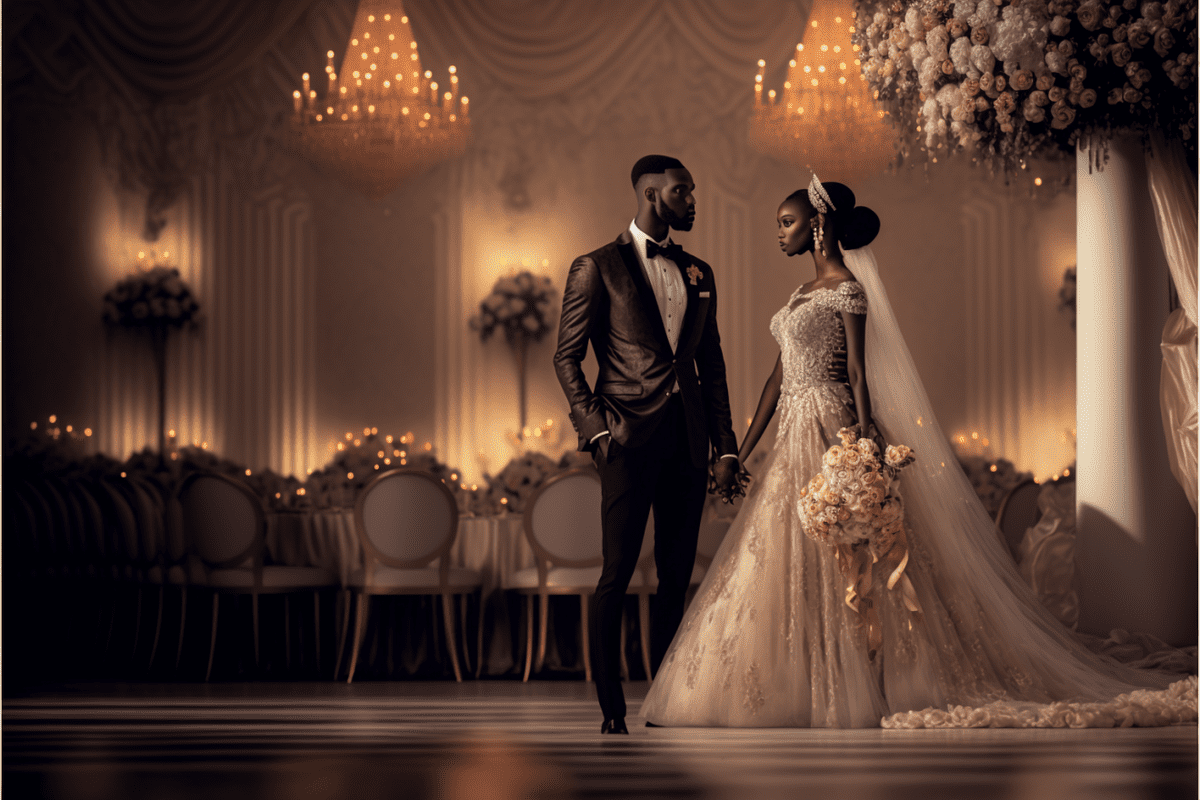 bride and groom getting married