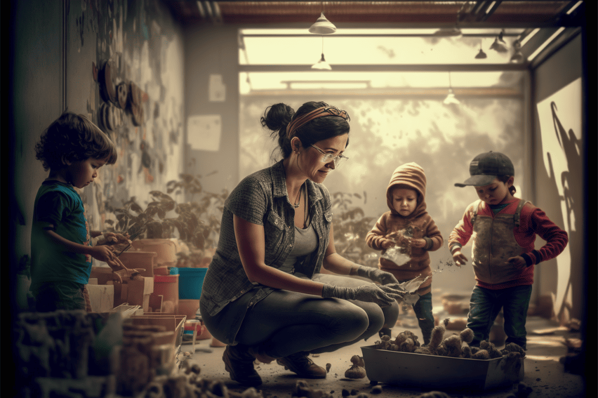 woman in a nursery caring for children