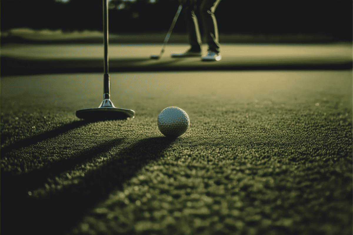 Person hitting a golf ball on the putting green